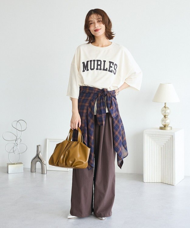 Green Parks ５分袖刺繍ロゴトレＴＥＥ Ivory