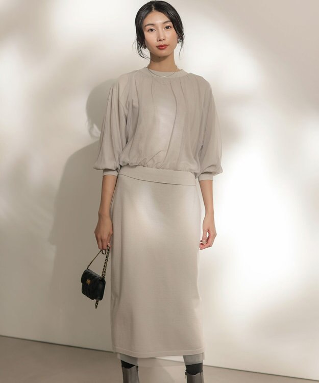 組曲 S 【WEB限定】チュールニット×リバーシブルスカート セット ライトグレー系