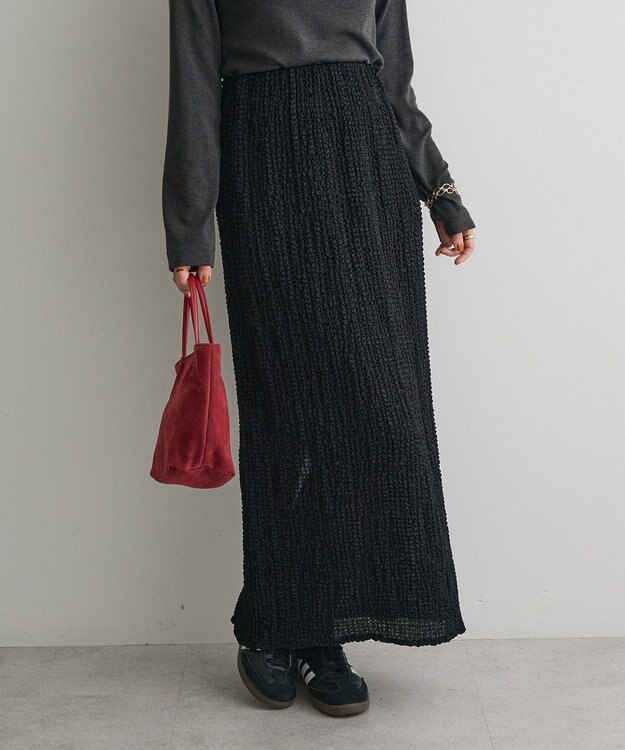 CRAFT STANDARD BOUTIQUE シャーリングジャガードスカート Black