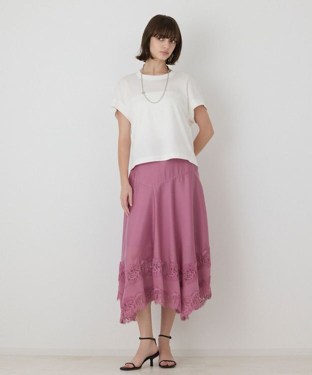 GRACE CONTINENTAL レースヘムフレアスカート ピンク