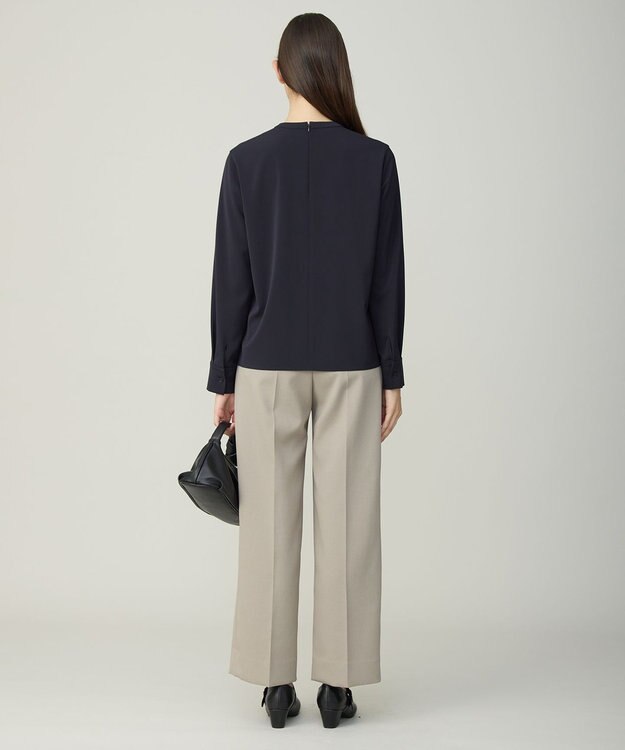 ICB L Fied キーネック ブラウス ネイビー