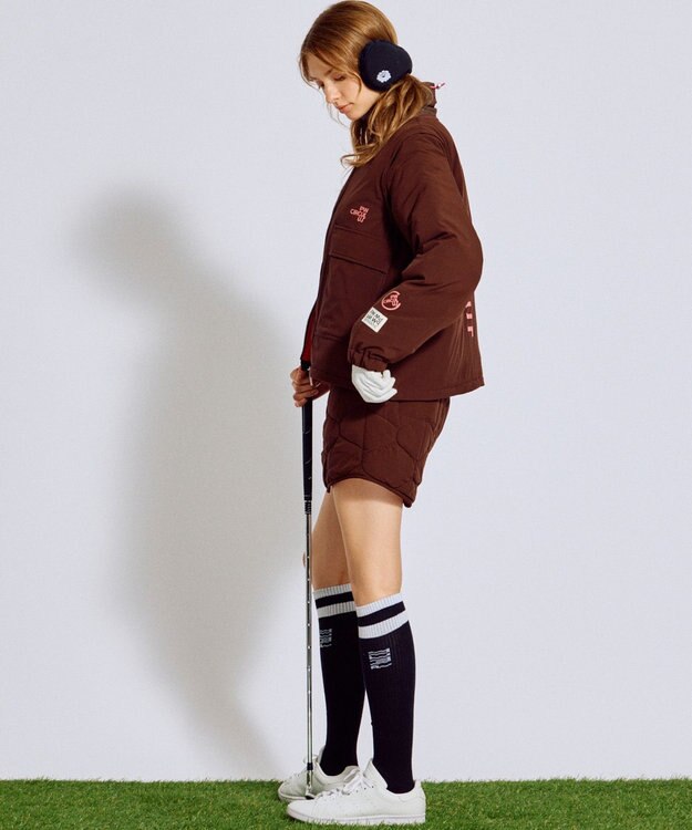 PW CIRCULUS 【撥水加工 / ストレッチ】【WOMEN】デタッチャブルキルティング中綿ブルゾン ゴルフウェア レディース ダークブラウン系