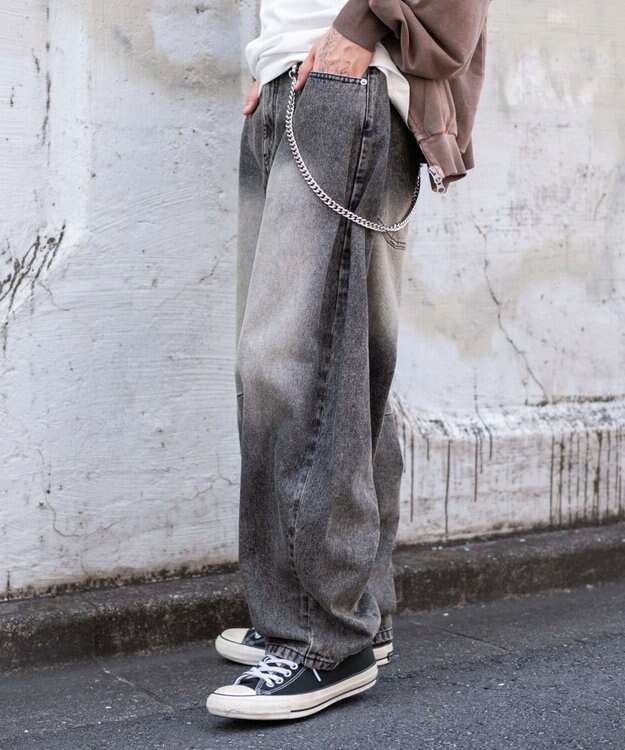 WEGO チェーン付きバルーンデニムパンツ デニムブラックソノタ