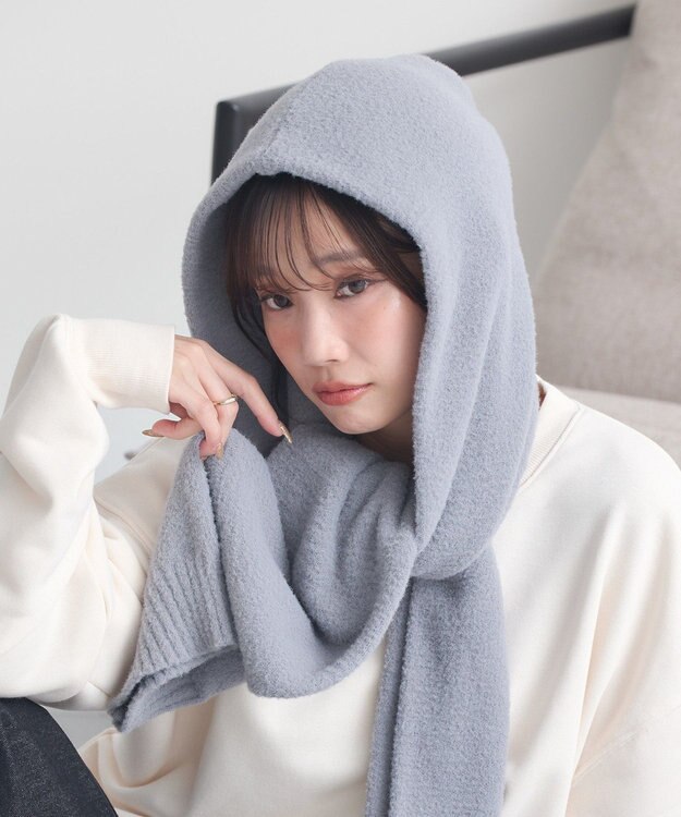 earth music&ecology 【イージーケア】パウダーシャギーフーディーマフラー Gray