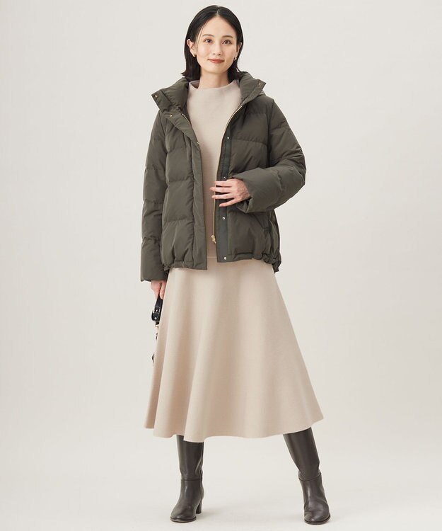 自由区 【セットアップ対応・洗える】ウールミラノボトルネック ニット ベージュ×ベージュ