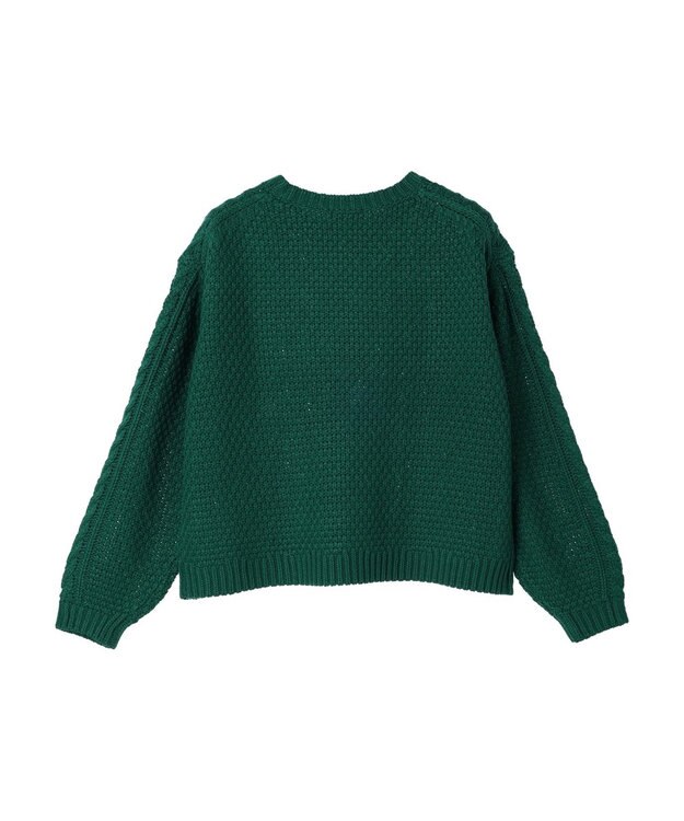 earth music&ecology ウォッシャブルケーブルプルオーバー Green