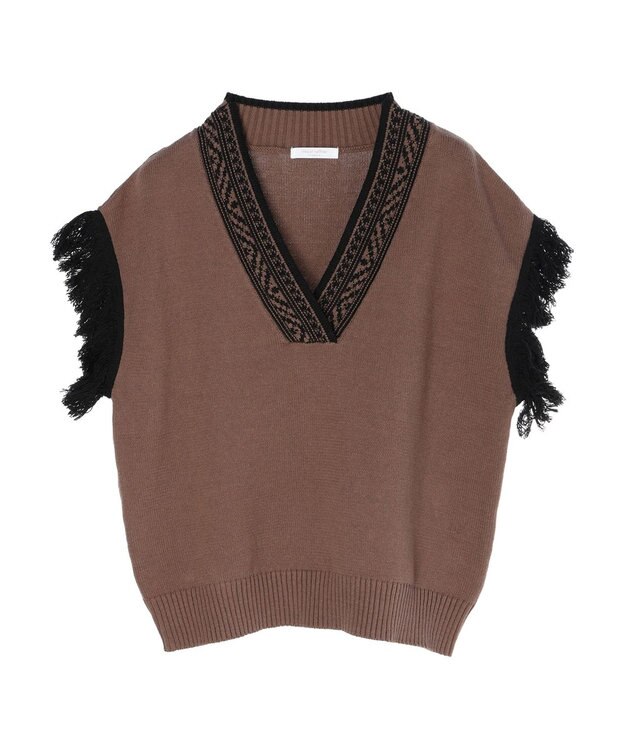 Green Parks フリンジベスト Brown