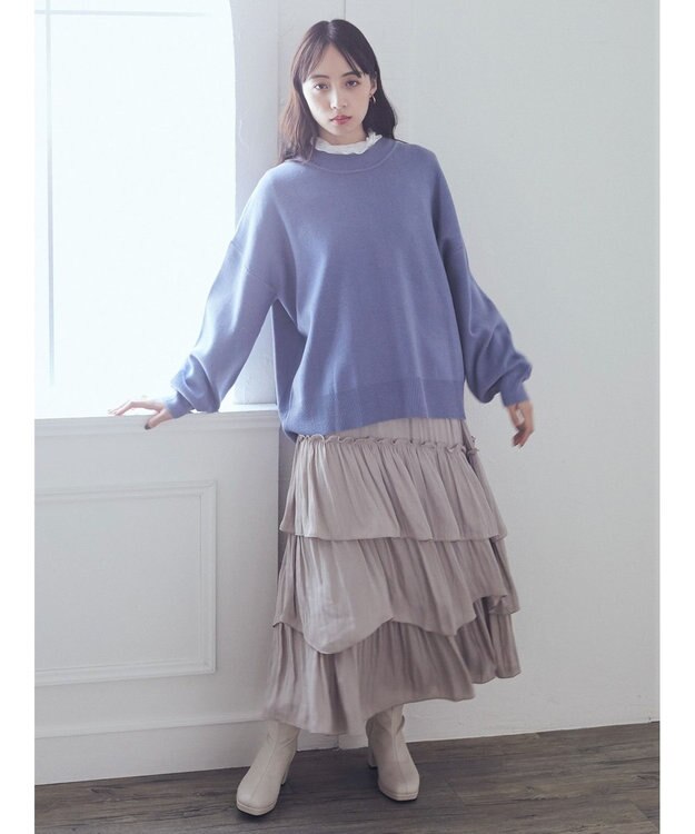 earth music&ecology ランダムティアードスカート Beige