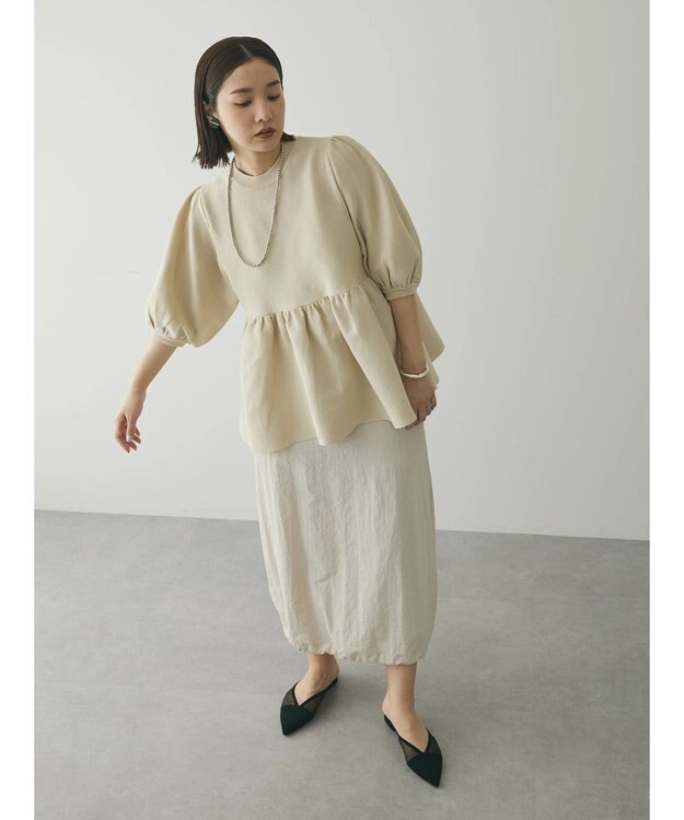 Green Parks armonia. ウエストギャザー袖ボリュームニット Ivory