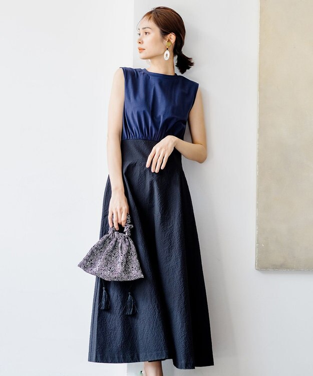 組曲 【洗える】ジャージコンビ ドレス ブラック系