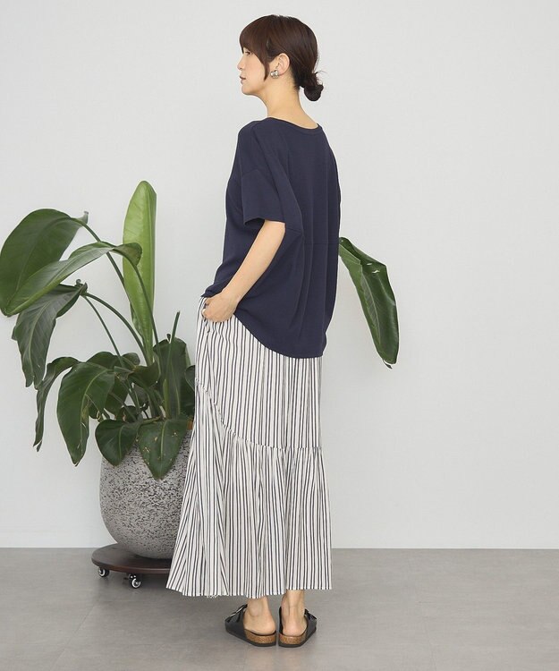 AMERICAN HOLIC 楊柳ギャザーボリュームフレアスカート Stripe