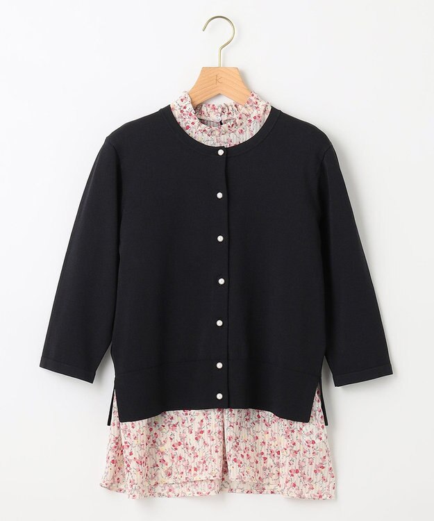 組曲 S 【WEB限定・2SET】フラワープリントアンサンブルニット ブラック系