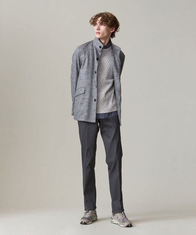 J.PRESS MEN 【KING SIZE】【Cash Lamb’s wool】ケーブルニット / クルー ライトグレー系