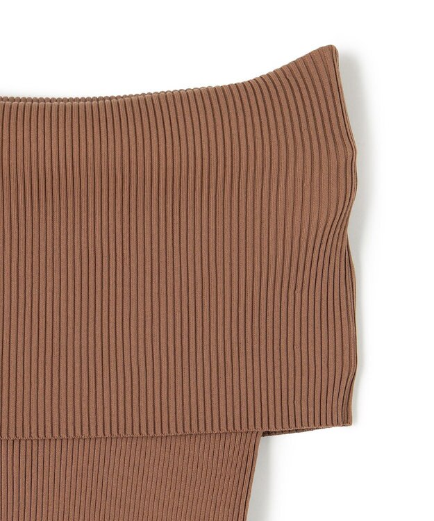 BEIGE， 【洗える】BRERA / オフショルダーストレッチリブニット Brown