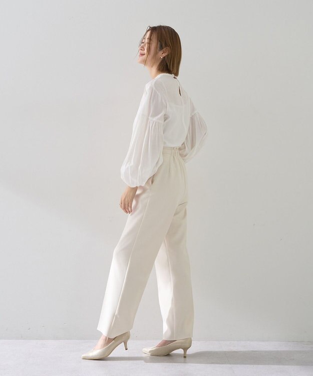 YECCA VECCA サイドベルテッドハイウエストパンツ Ivory