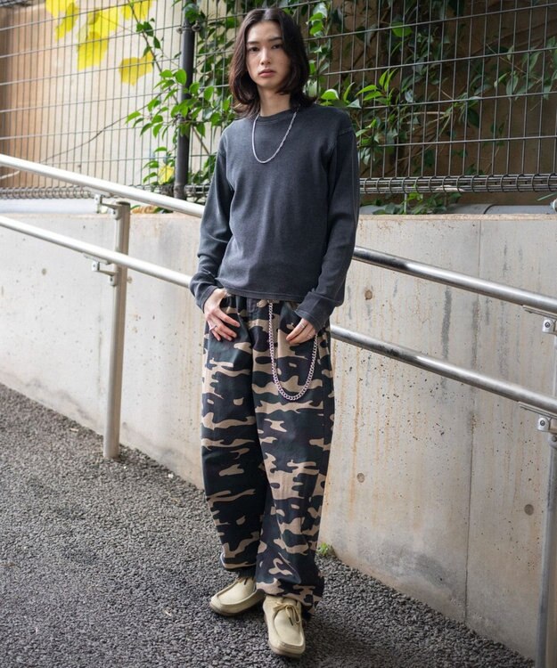 WEGO 【ユニセックス着用ITEM/MLサイズ展開】ワッフルT（LS） ブラックその他