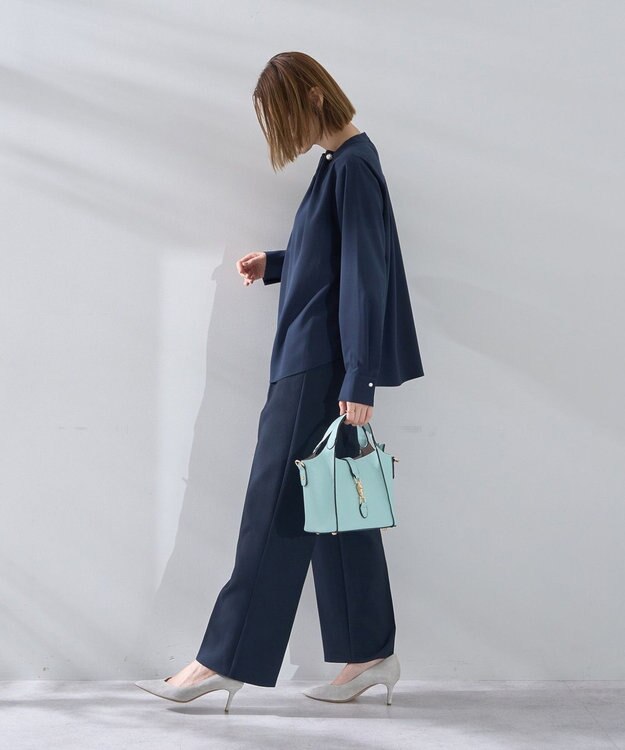 YECCA VECCA サイドベルテッドハイウエストパンツ Navy