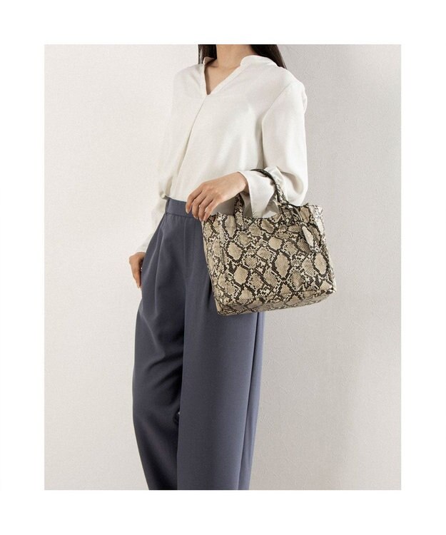 UNBILLION カシュカシュ cachecache / パイソン柄手提げトートS パイソン