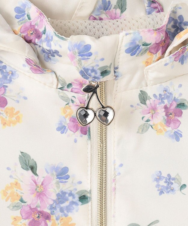 ANY KIDS フード取り外し 総柄 ブルゾン オフホワイト系花柄