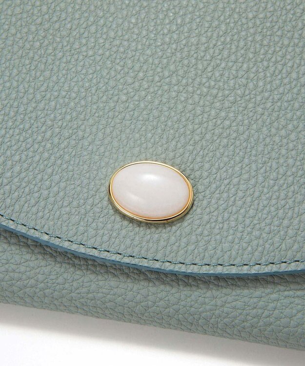 TOPKAPI 【TOPKAPI】gemdrops ジェムドロップ ミニエンボスレザー 天然石 二つ折り 財布 ミントグリーン