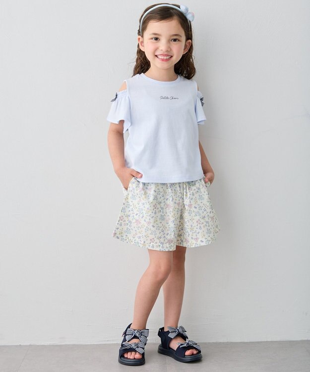 ANY KIDS 【綿100%】オンオフショルダー Tシャツ 【新色】サックスブルー