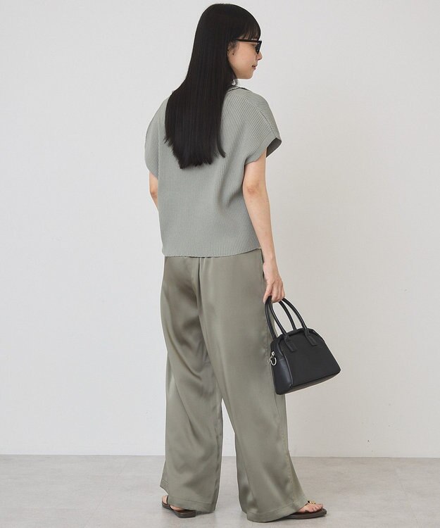 AMERICAN HOLIC フレンチスリーブリブニットポロ Green