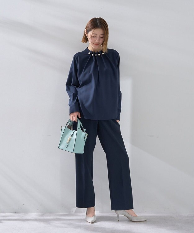 YECCA VECCA サイドベルテッドハイウエストパンツ Navy