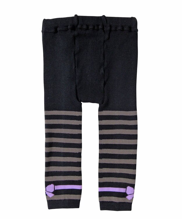 MIKI HOUSE HOT BISCUITS 【80-120cm】 ボーダー柄 レギンス 黒