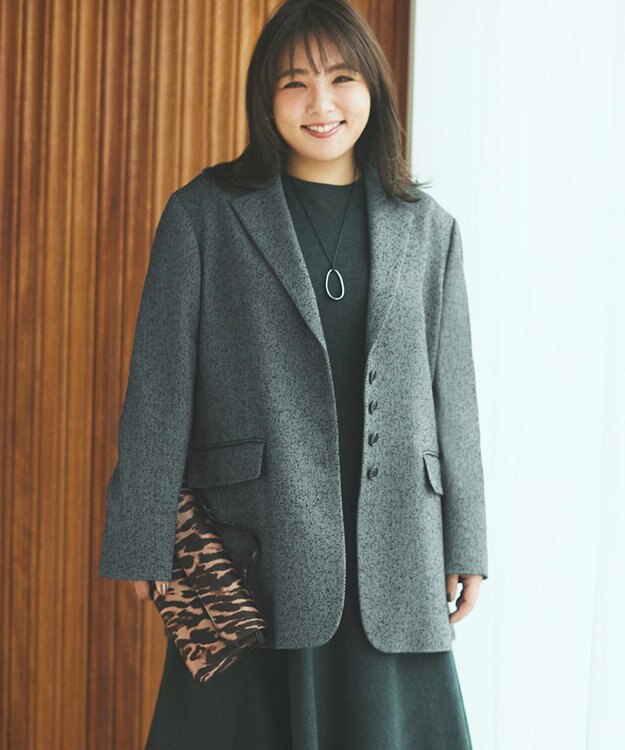 UNFILO L 【野呂佳代さん着用】リングツイード ジャケット ブラック