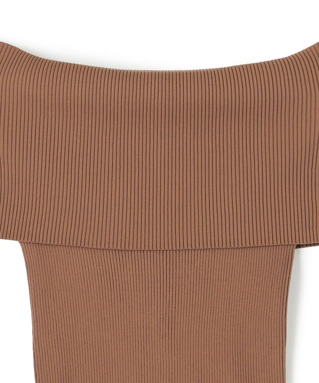 BEIGE， 【洗える】BRERA / オフショルダーストレッチリブニット Brown