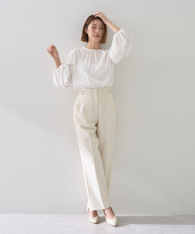 YECCA VECCA サイドベルテッドハイウエストパンツ Ivory