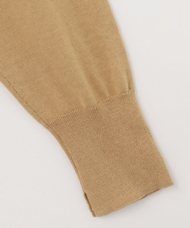 自由区 【洗える】シルクコットンハイゲージ Vネックカーディガン キャメル系