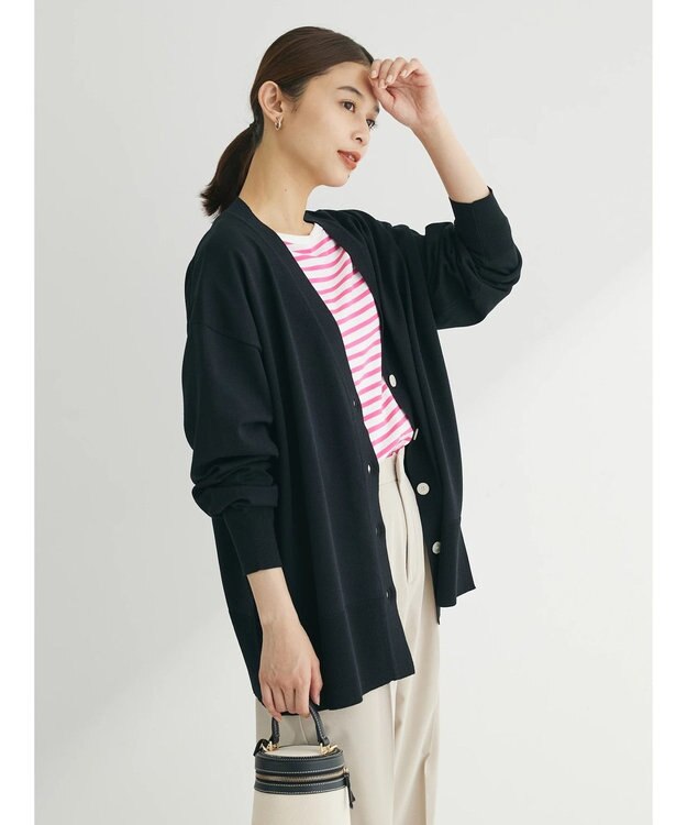Green Parks 洗える　アソートミドル丈カーディガン Black