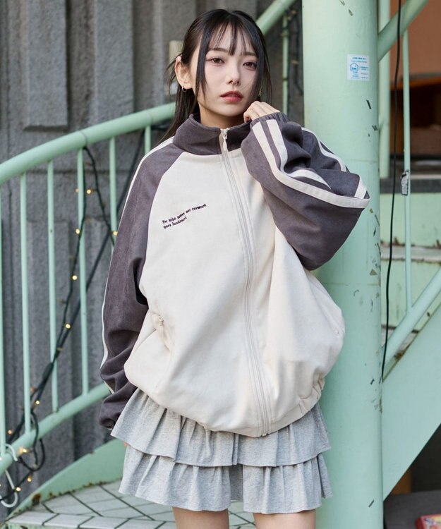 WEGO 【ユニセックス着用ITEM】フェイクスウェードトラックジャケット グレー