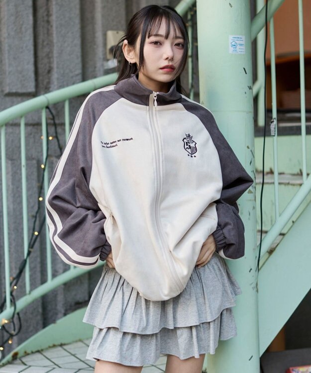 WEGO 【ユニセックス着用ITEM】フェイクスウェードトラックジャケット グレー