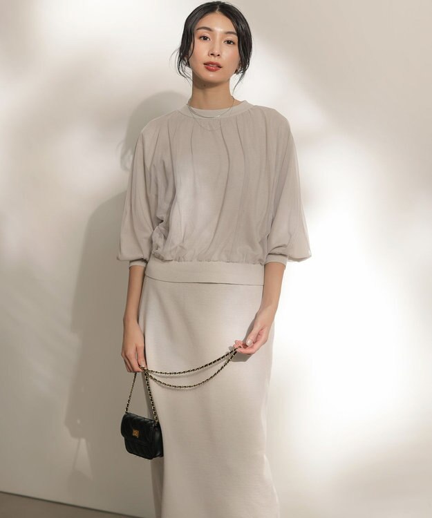 組曲 S 【WEB限定】チュールニット×リバーシブルスカート セット ライトグレー系