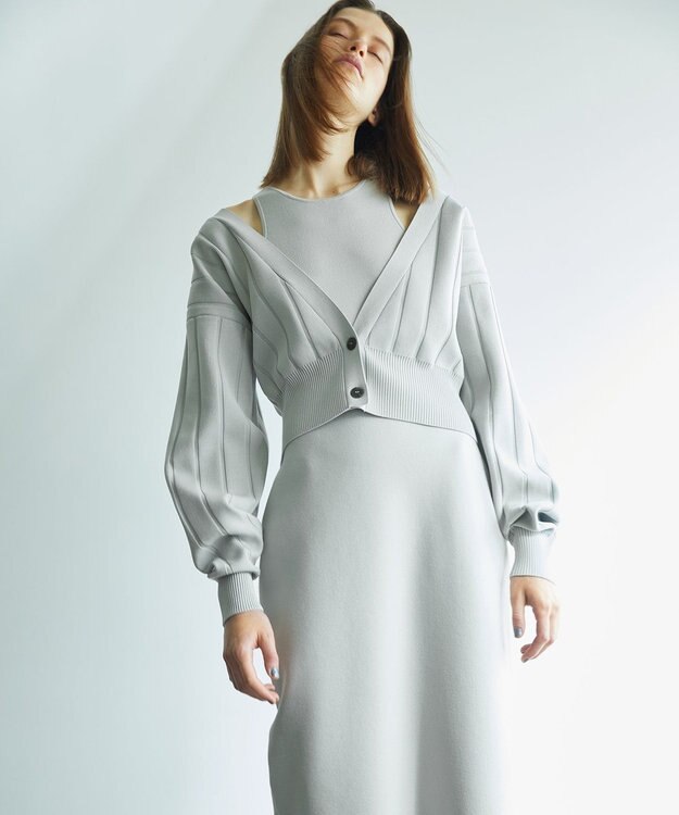 uncrave 【手洗い可】ドライタッチ ニット アメスリ バックオープン ワンピース（uncrave WHITE） アイスグレー