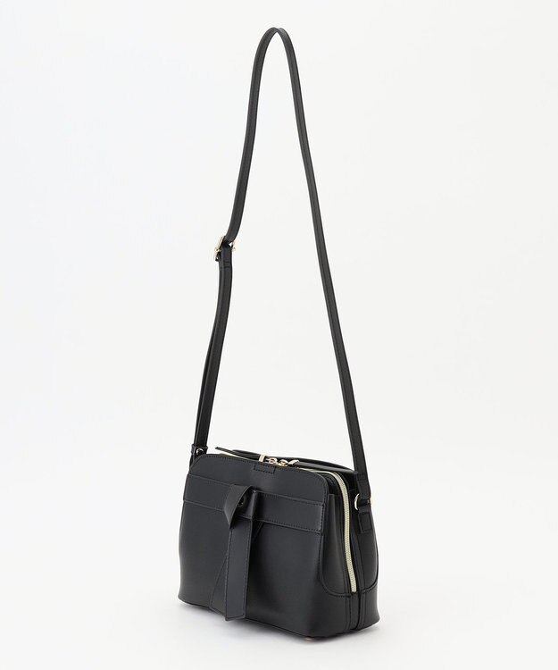 LA BAGAGERIE 【maison vert】 【超軽量・多収納】バイカラーリボンショルダーバッグ ブラック