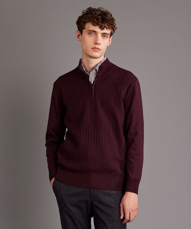 JOSEPH ABBOUD 【滑らかな肌触り/洗える】エクストラファインメリノウール ジップ ニット