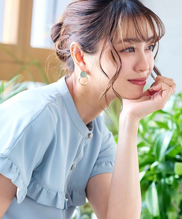 Tiaclasse カラーメタルリングピアス ゴールド×ミント