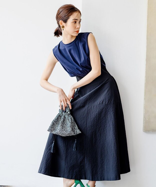 組曲 【洗える】ジャージコンビ ドレス ブラック系