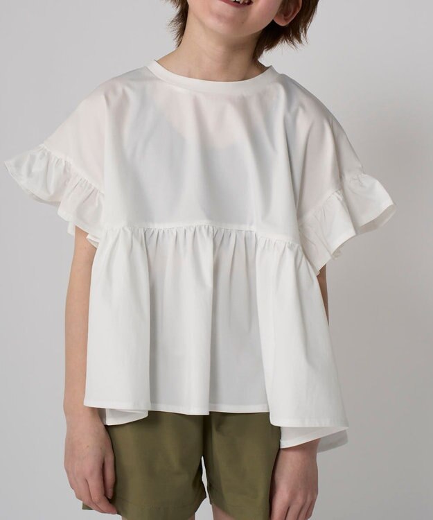 OP／FILA 【Ocean Pacific】らくティブ｜フレアスリーブTシャツ ホワイト