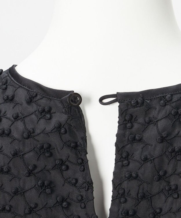 23区 L 【R(アール)】ランダムドットレース Aライン ブラウス ブラック系