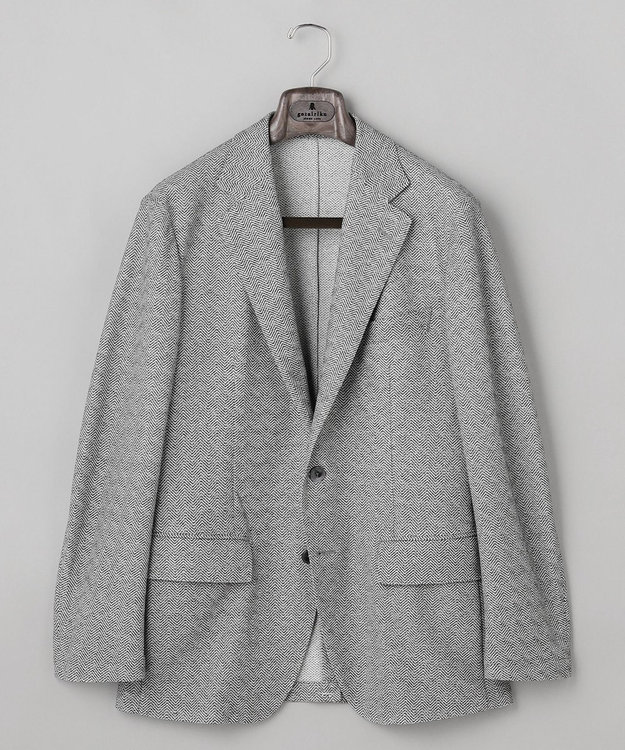 GOTAIRIKU ３年連続売上NO1【吸水速乾/洗える/ストレッチ】ノルマンディーリネン カーディガンジャケット(25/26年モデル) ライトグレー×ヘリンボーン柄(26年新色)