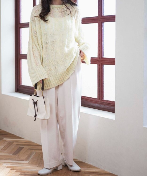 WEGO ケーブルメッシュメランジニット イエロー