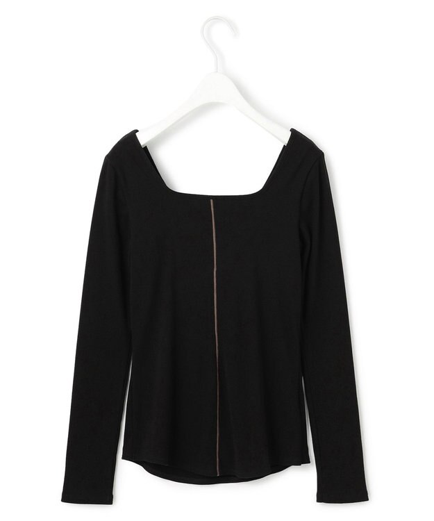 ICB 【洗える】【OUR WACOAL コラボ】カップイン スクエアネックロングTシャツ ブラック系