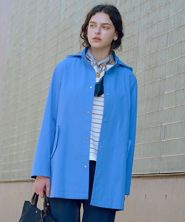 J.PRESS LADIES L 【2way】ドライツイルストレッチ フーデット アウター ブルー系