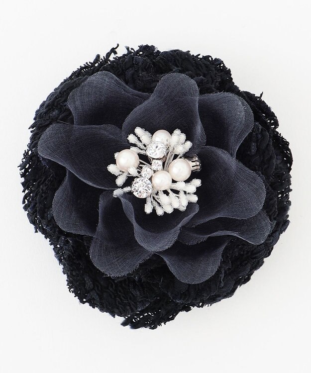 自由区 ツイードコサージュ ネイビー系5