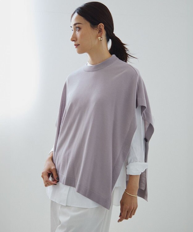 23区 【洗える】CANCLINI バンドカラー シャツ ホワイト系