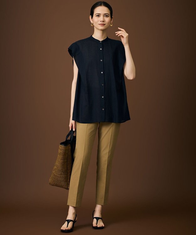 自由区 S 【SHIHOさん着用・昨年大好評・新色追加・後ろウエストゴム】シェルタリングテーパード パンツ ［新色］サンタンブラウン